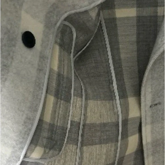 Burberry Light Gray Plaid Double-Breasted Pea Coat - Picture 2 of 4